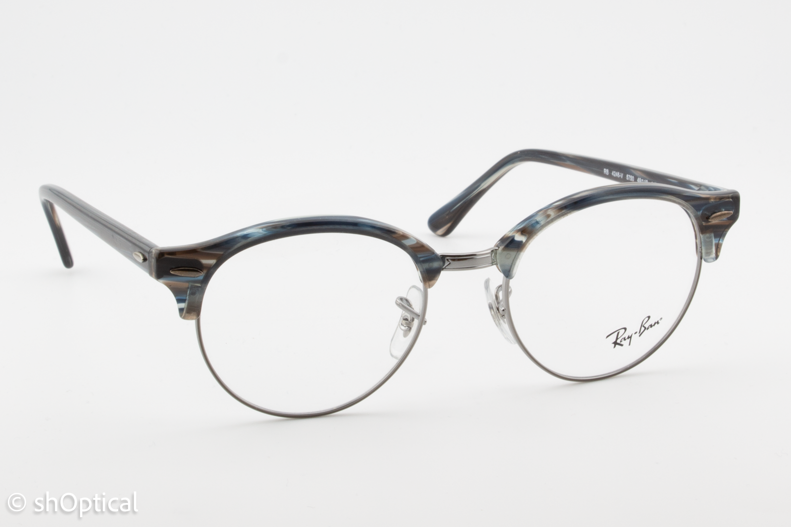 Rayban RB4246-V  Unisex Round Glasses Frame Gloss Blue Multi colour 49mm