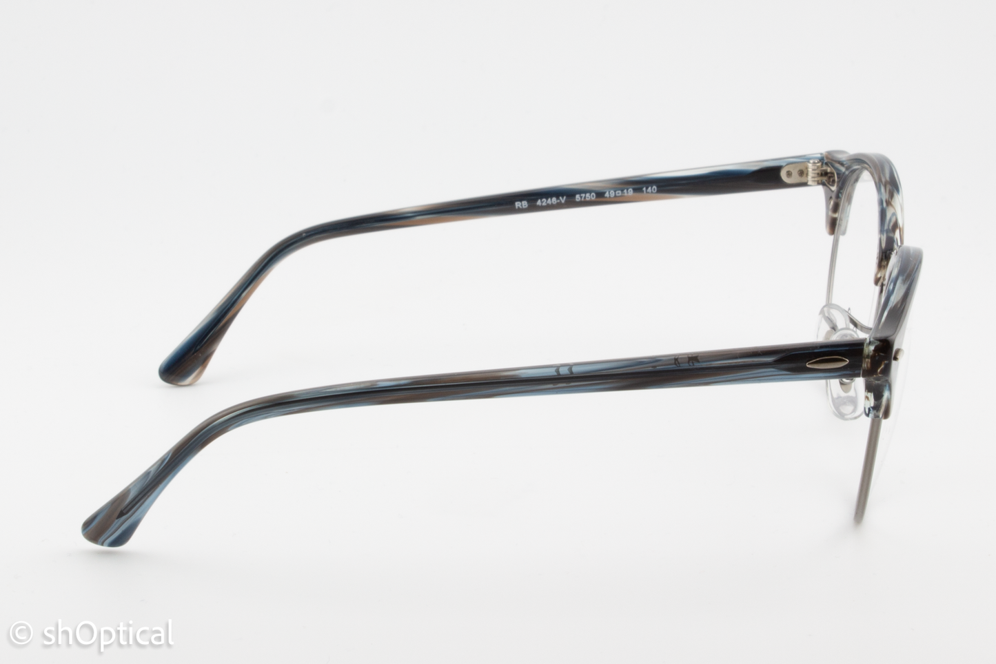 Rayban RB4246-V  Unisex Round Glasses Frame Gloss Blue Multi colour 49mm