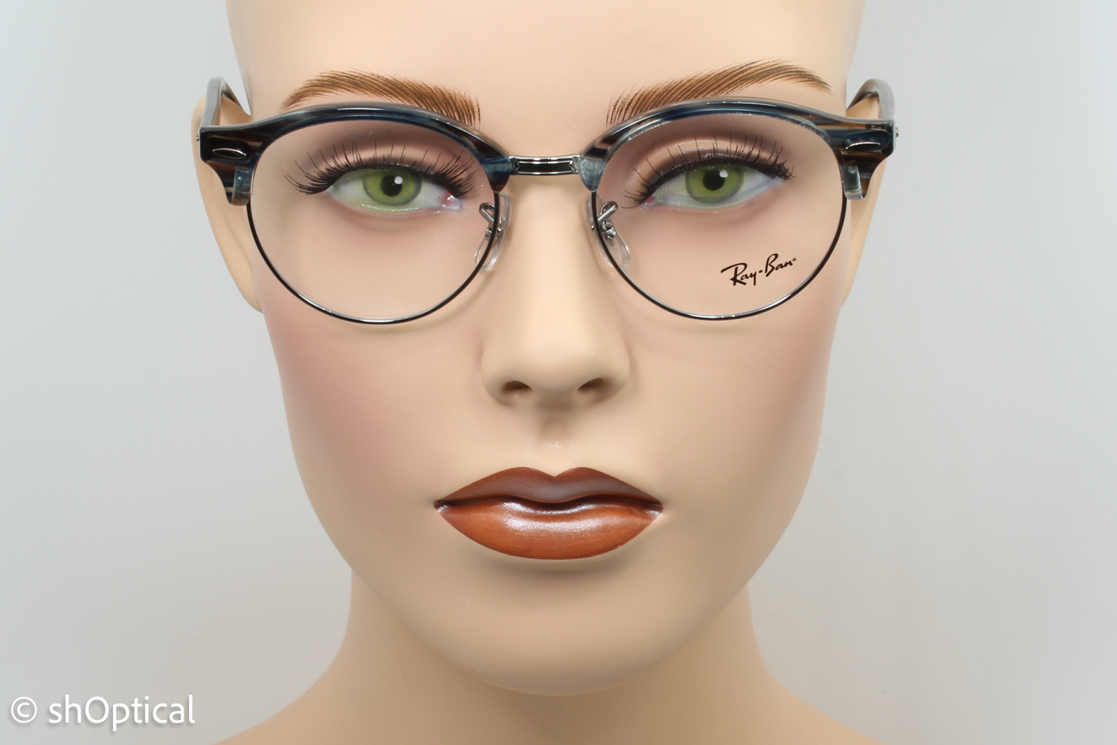 Rayban RB4246-V  Unisex Round Glasses Frame Gloss Blue Multi colour 49mm