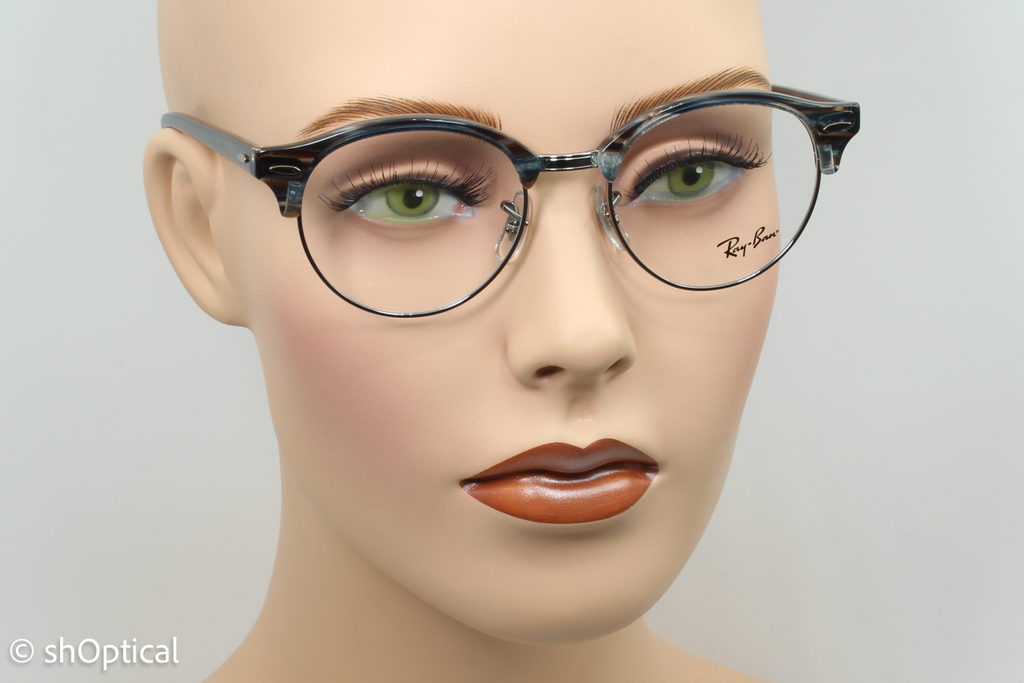 Rayban RB4246-V  Unisex Round Glasses Frame Gloss Blue Multi colour 49mm