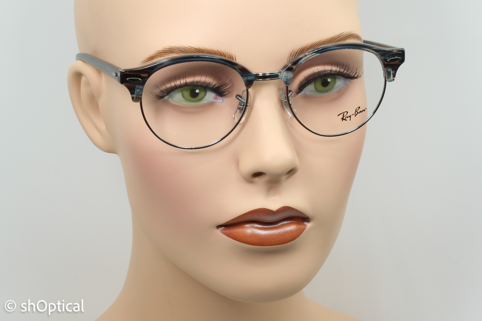 Rayban RB4246-V  Unisex Round Glasses Frame Gloss Blue Multi colour 49mm