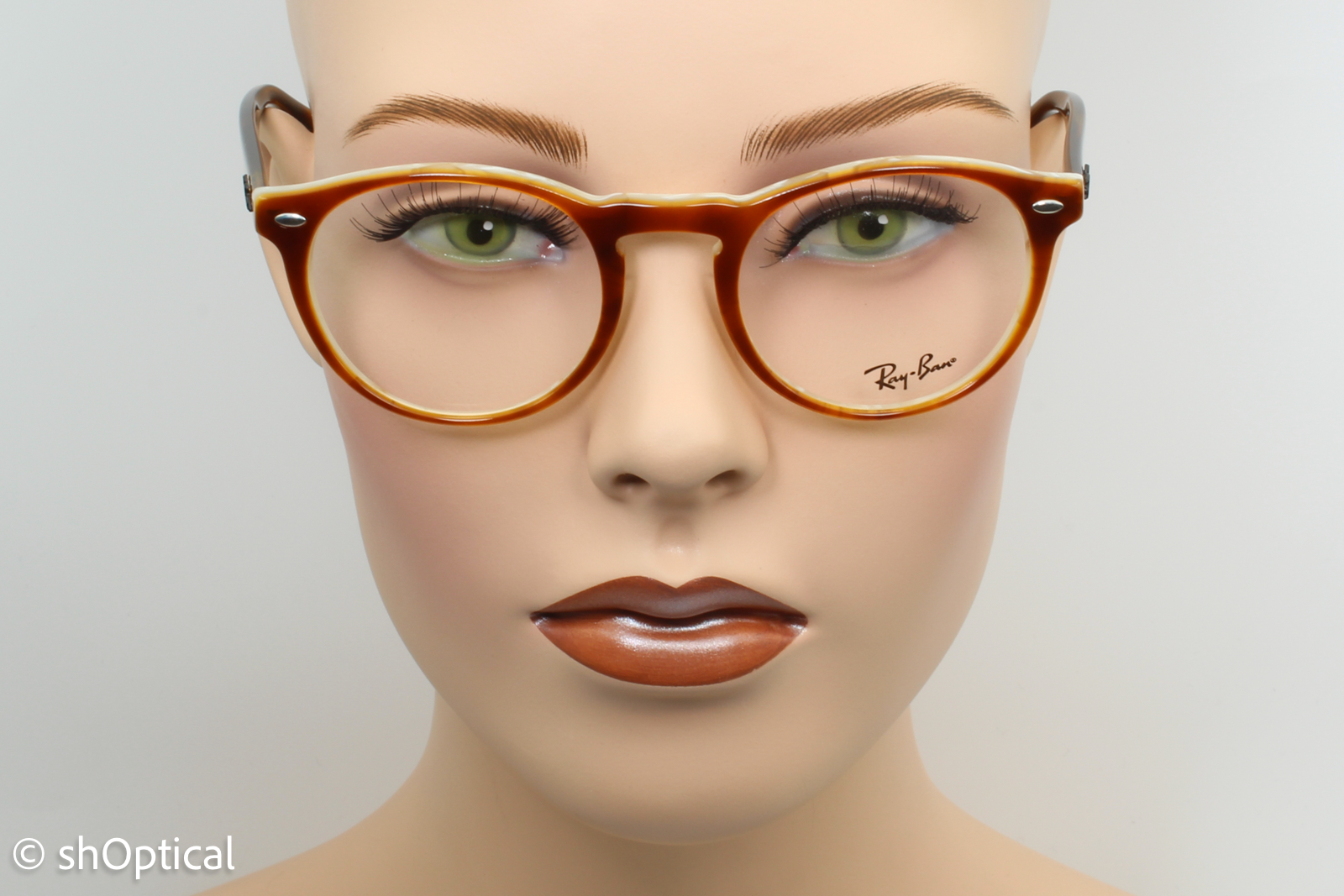 Rayban RB5283  Male Round Glasses Frame Havana/Horn/Beige 49mm