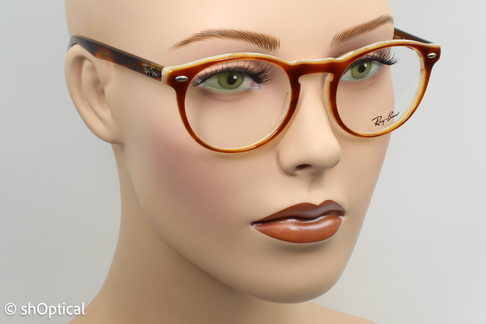 Rayban RB5283  Male Round Glasses Frame Havana/Horn/Beige 49mm