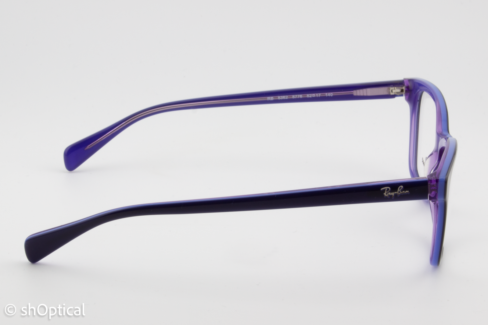 Rayban RB5362  Unisex Square Glasses Frame Blue with Light Blue and Transparent Violet 52mm