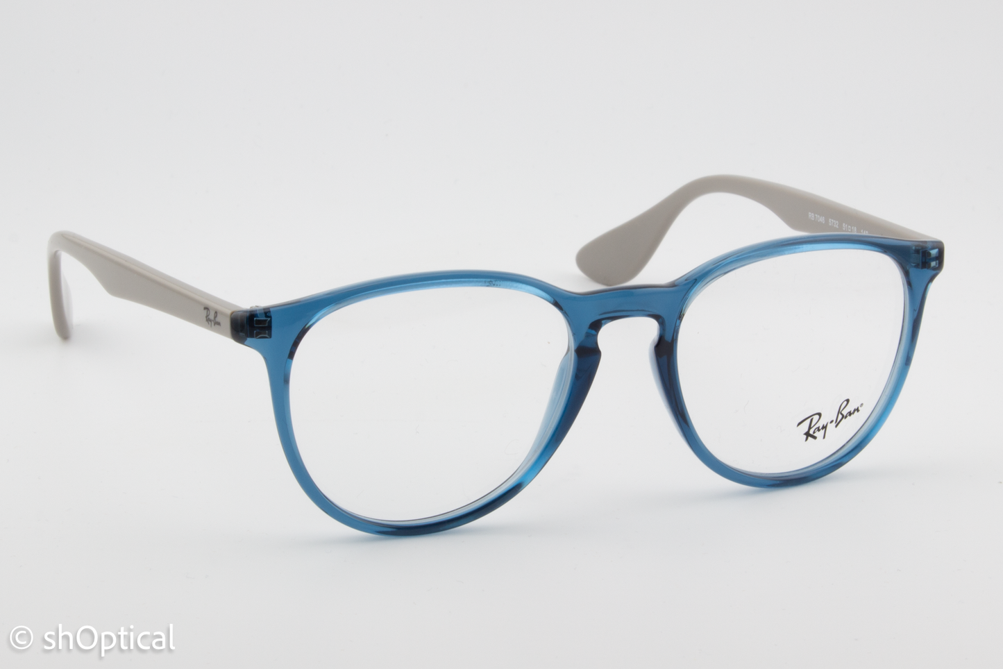 Rayban RB7046  Female Round Glasses Frame Transparent Blue 51mm