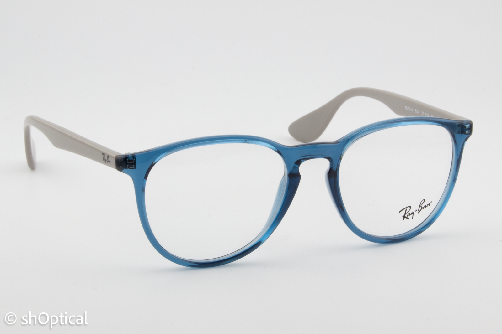 Rayban RB7046  Female Round Glasses Frame Transparent Blue 51mm