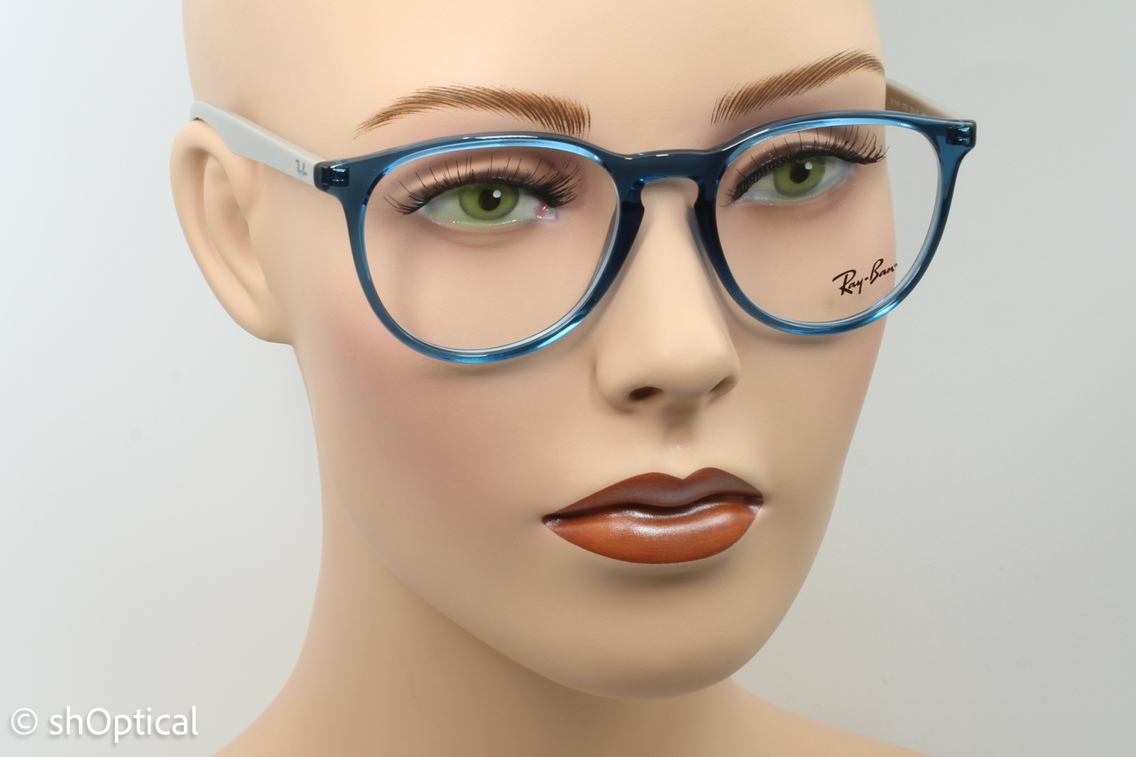 Rayban RB7046  Female Round Glasses Frame Transparent Blue 51mm