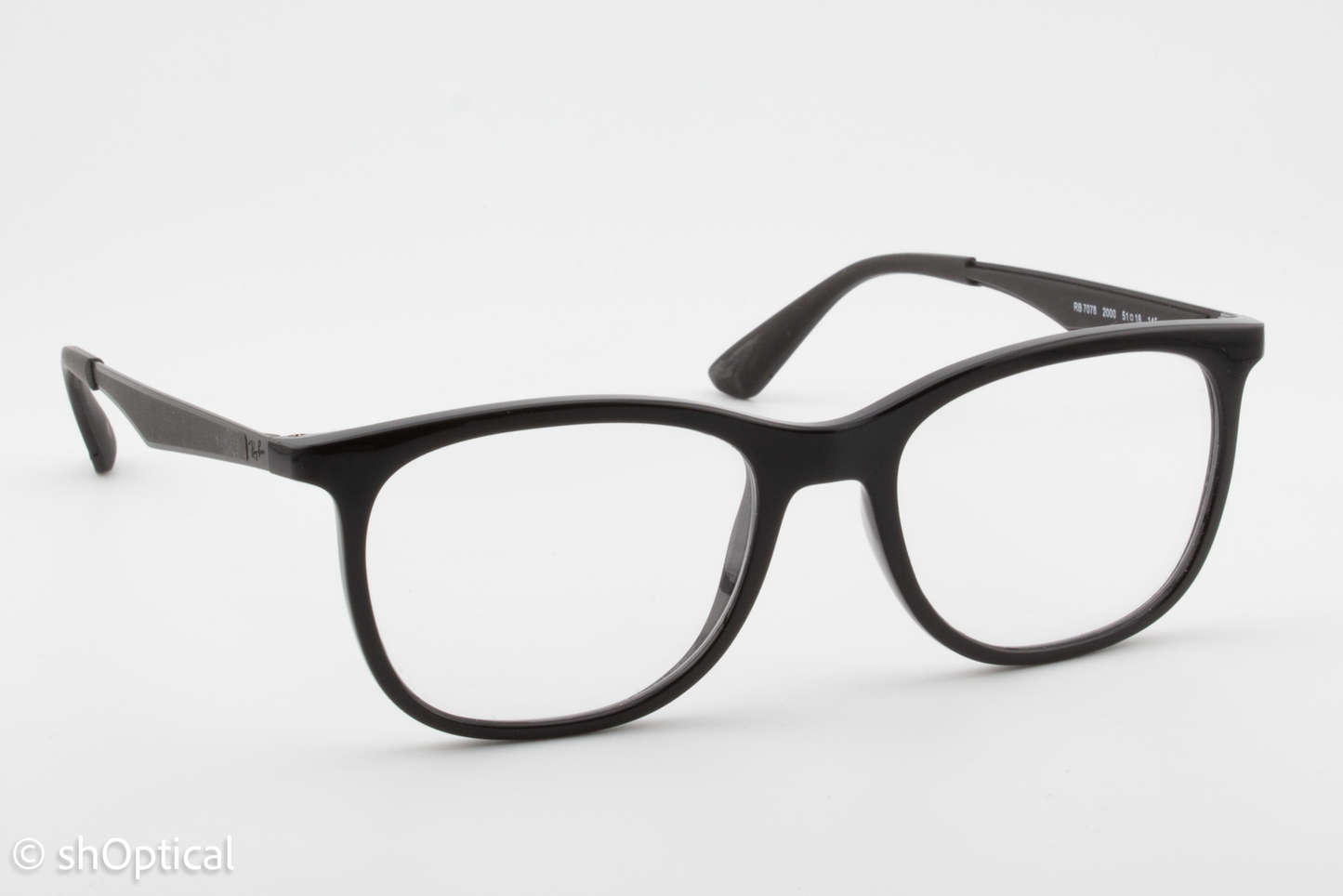 Rayban RB7078  Unisex Square Glasses Frame Shiny Black 51mm