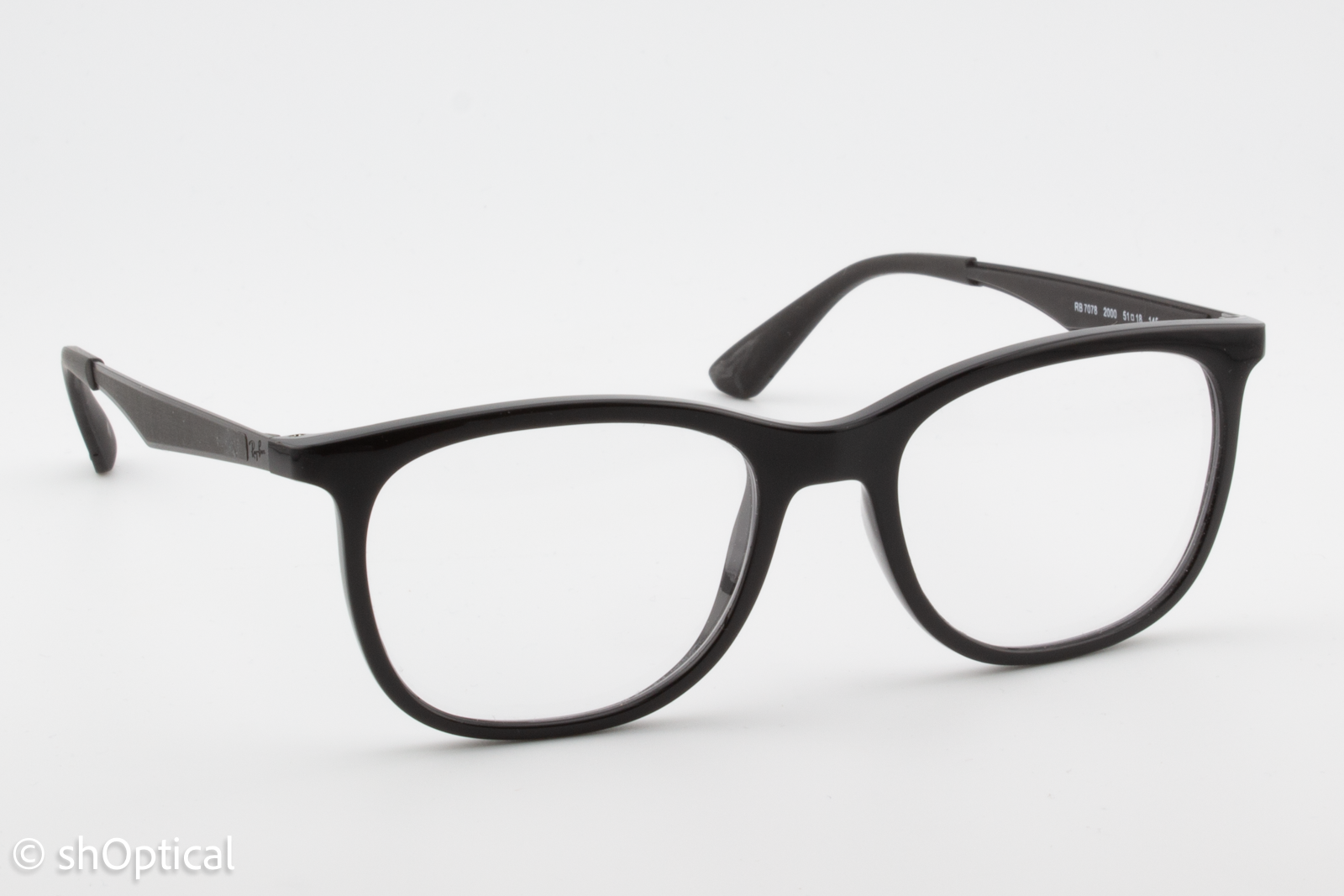 Rayban RB7078  Unisex Square Glasses Frame Shiny Black 51mm