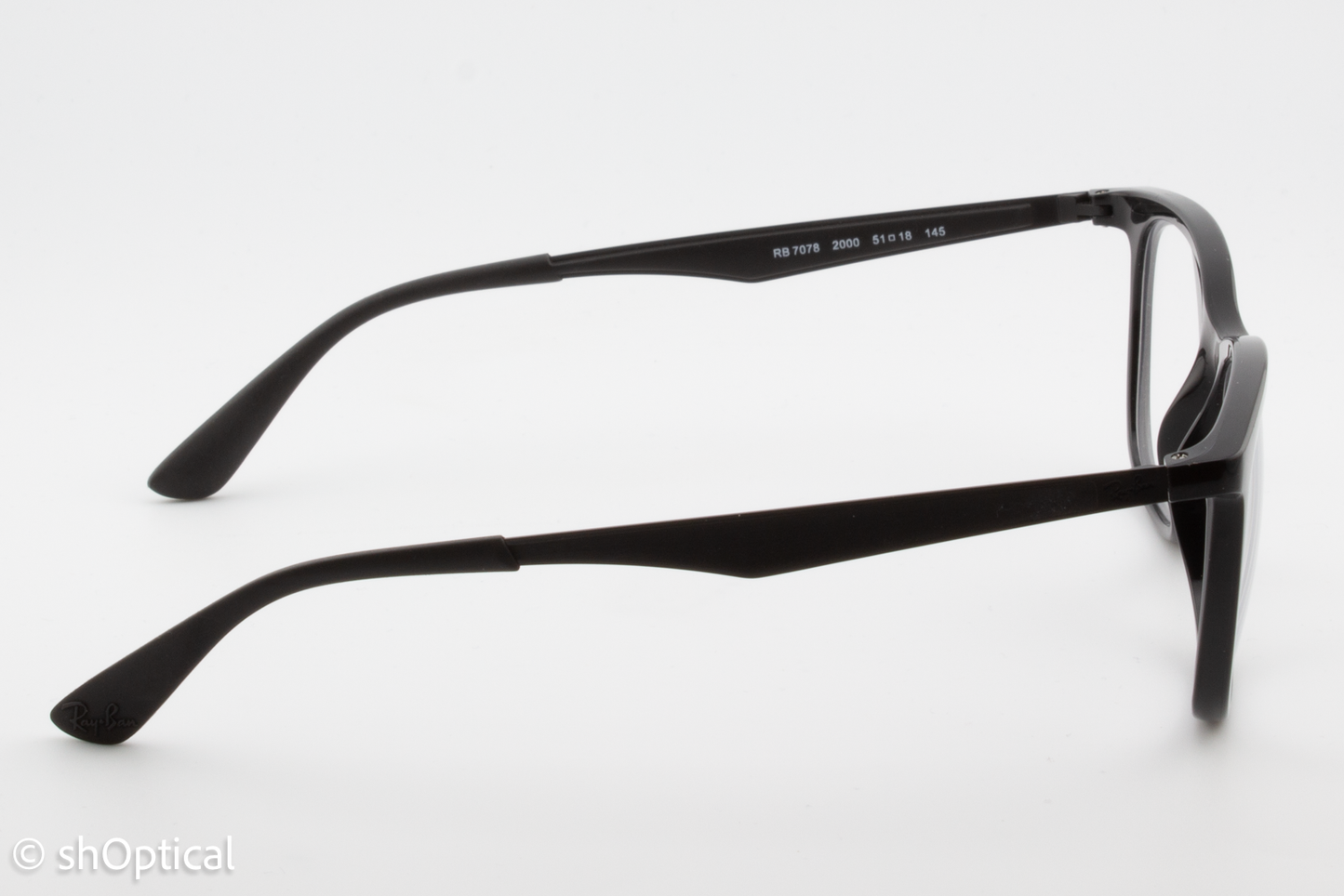 Rayban RB7078  Unisex Square Glasses Frame Shiny Black 51mm