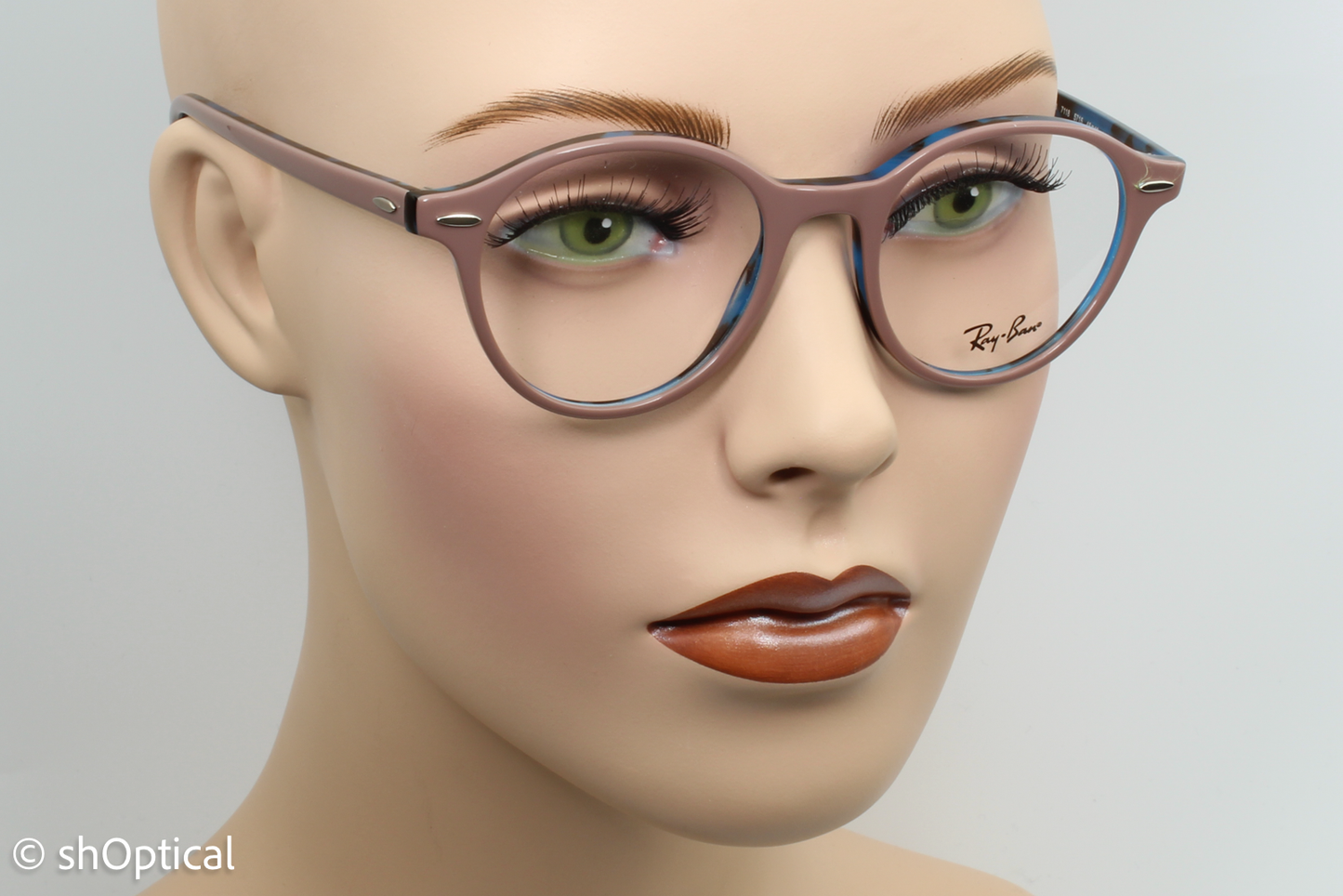 Rayban RB7118  Male Oval Glasses Frame Light Brown on Havana Blue 48mm