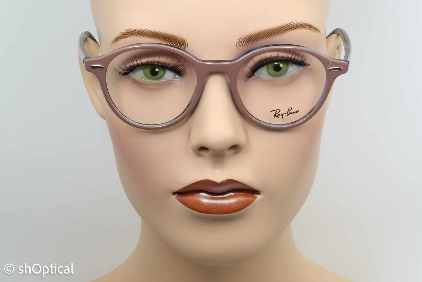 Rayban RB7118  Male Oval Glasses Frame Light Brown on Havana Blue 48mm