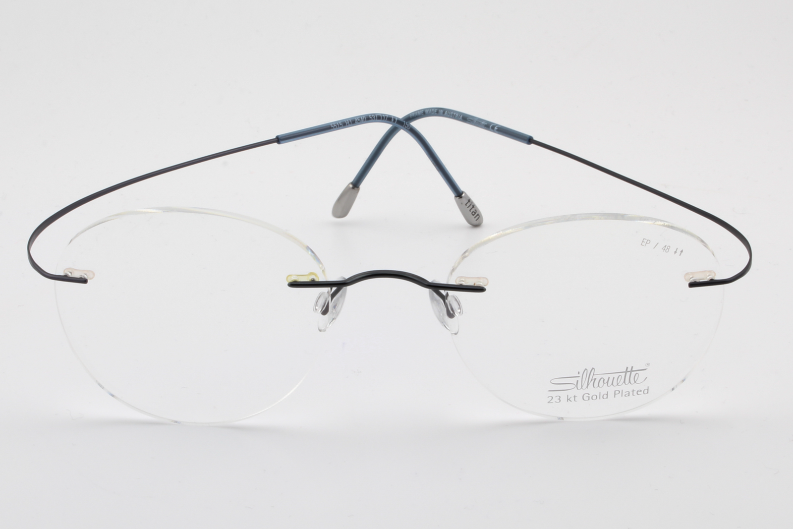 Silhouette 5515 Titan Minimal Art Must Collection 2017 (EP)  Unisex Round Glasses Frame Moonlight Blue 53mm