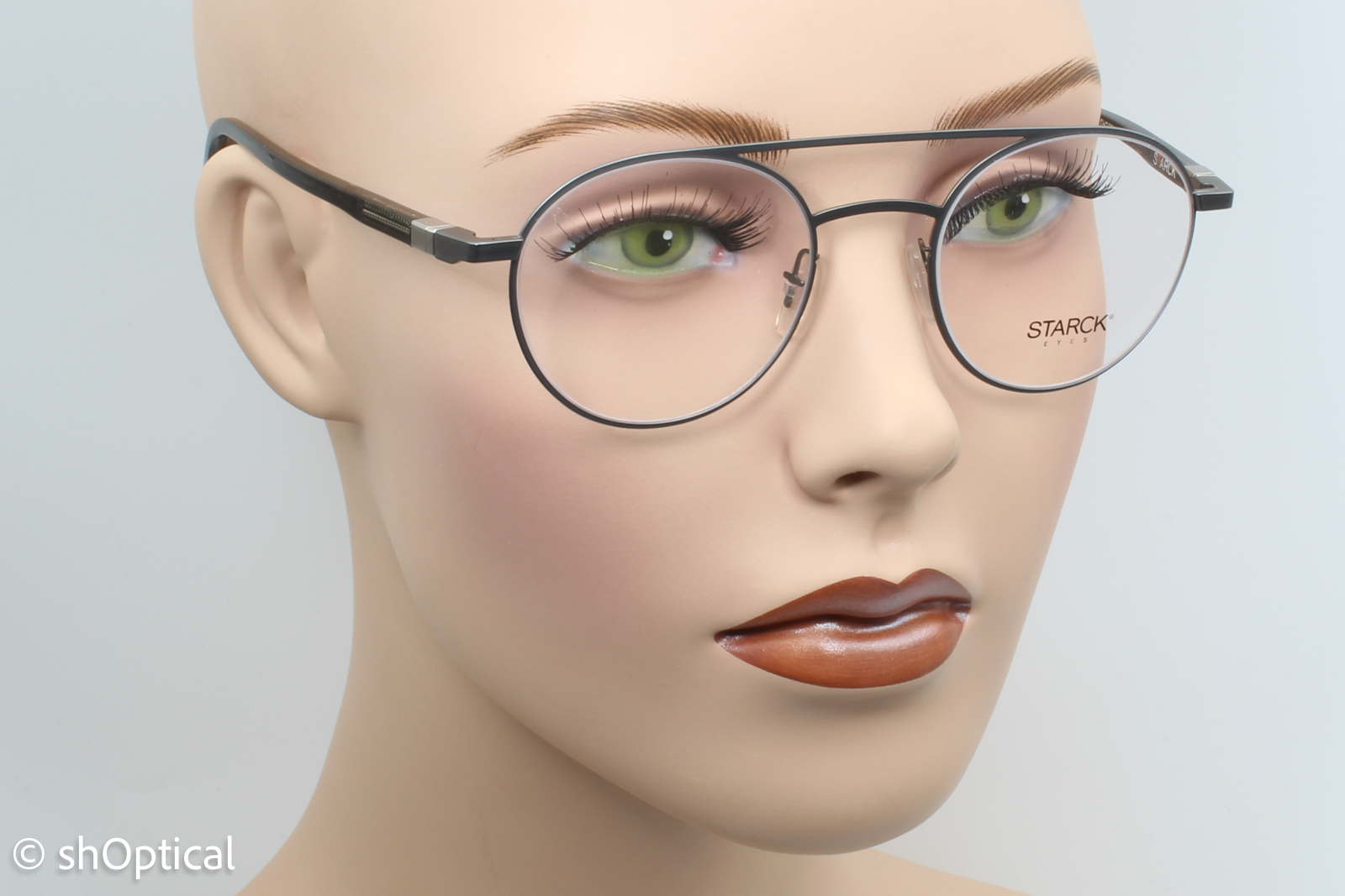 STARCK SH2029  Male Round Glasses Frame Matte Gunmetal 49mm