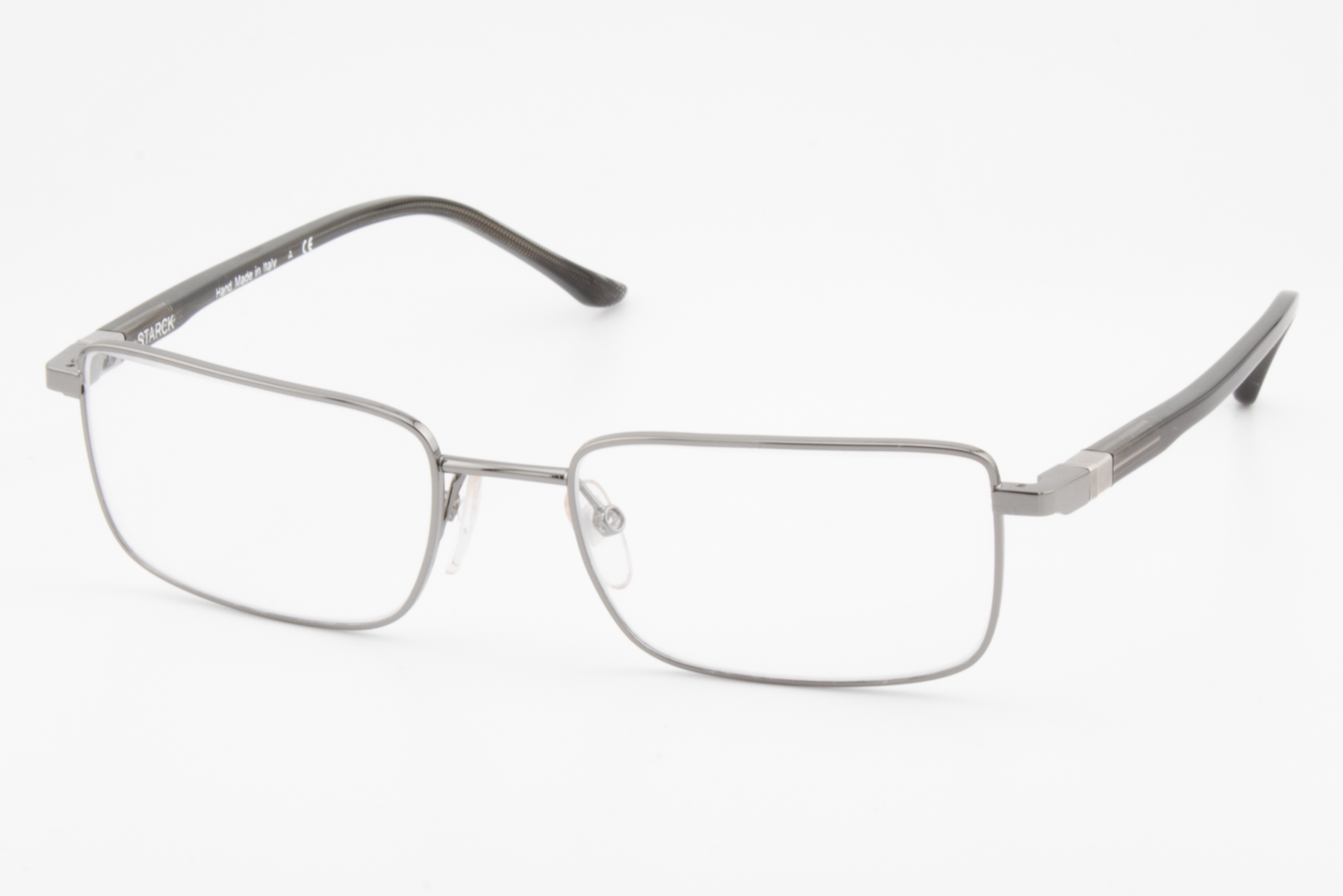 STARCK SH2041  Male Rectangular Glasses Frame Silver, Black 53mm