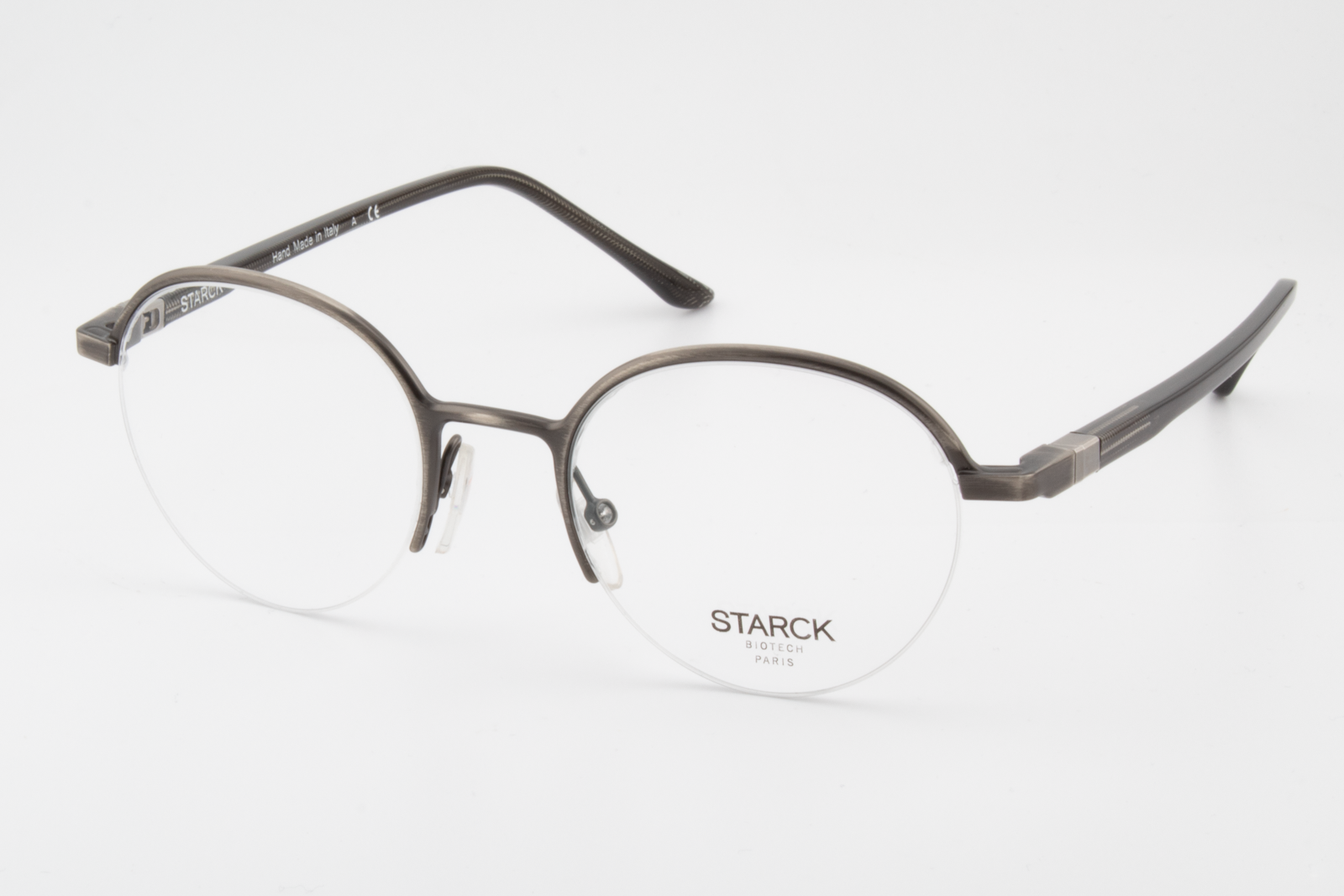 STARCK SH2050  Male Round Glasses Frame Matte Gunmetal 49mm