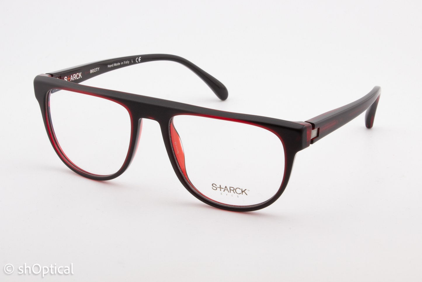 STARCK SH3020  Male Square Glasses Frame Black/Red 54mm