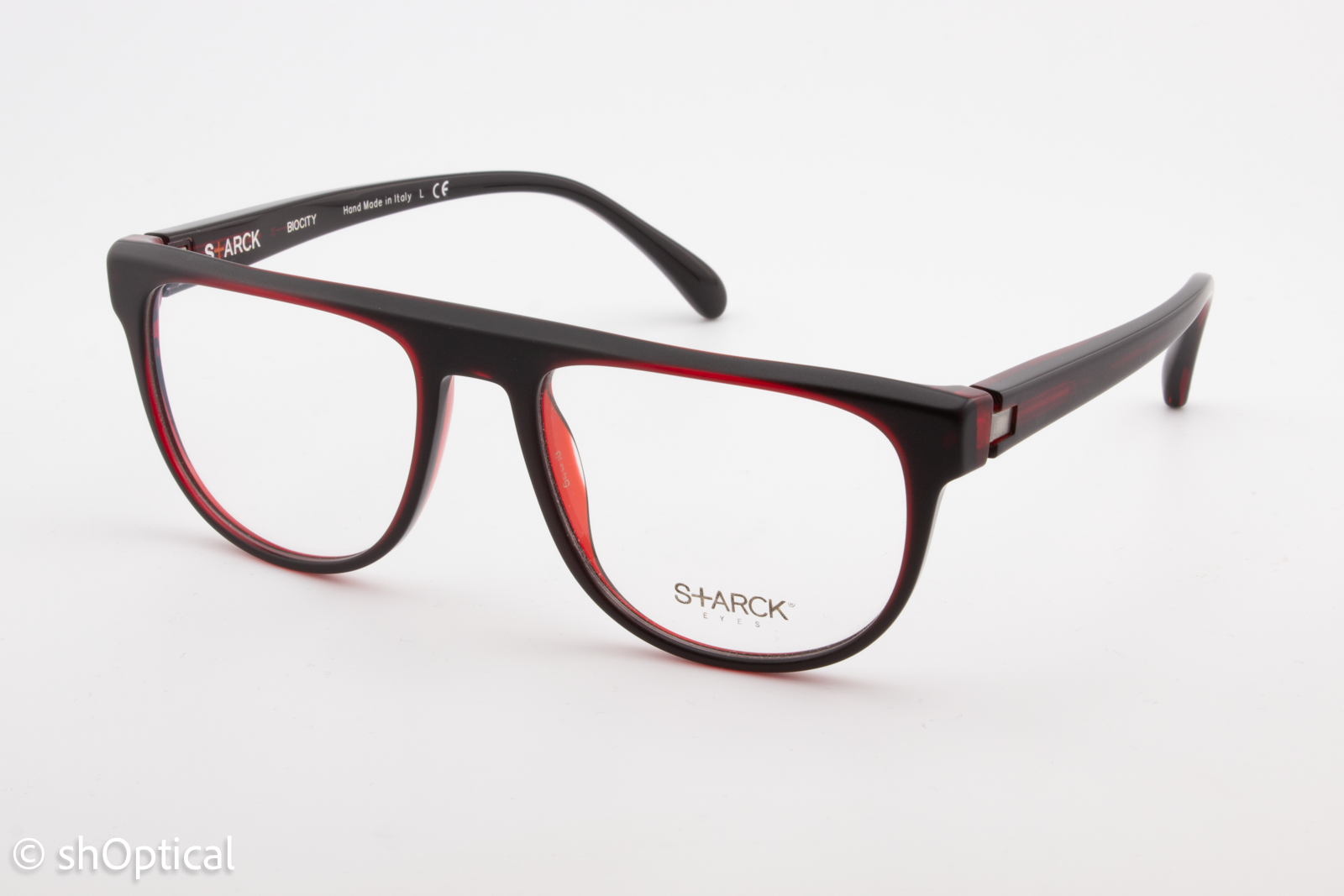 STARCK SH3020  Male Square Glasses Frame Black/Red 54mm