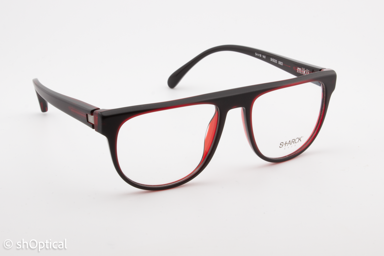 STARCK SH3020  Male Square Glasses Frame Black/Red 54mm