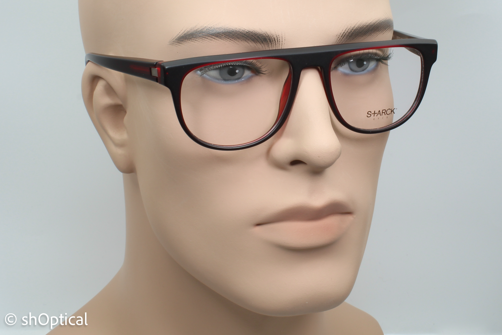 STARCK SH3020  Male Square Glasses Frame Black/Red 54mm