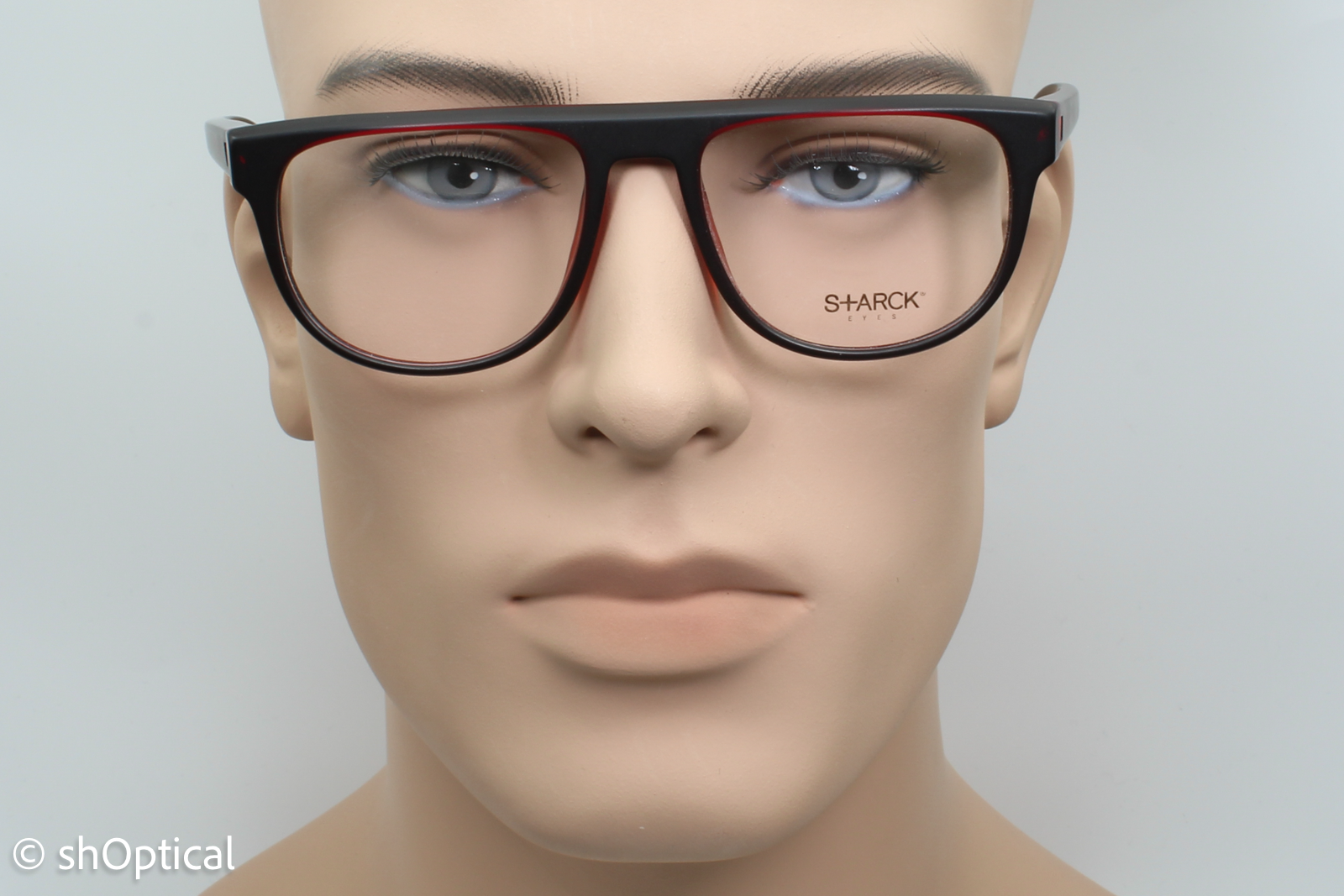 STARCK SH3020  Male Square Glasses Frame Black/Red 54mm