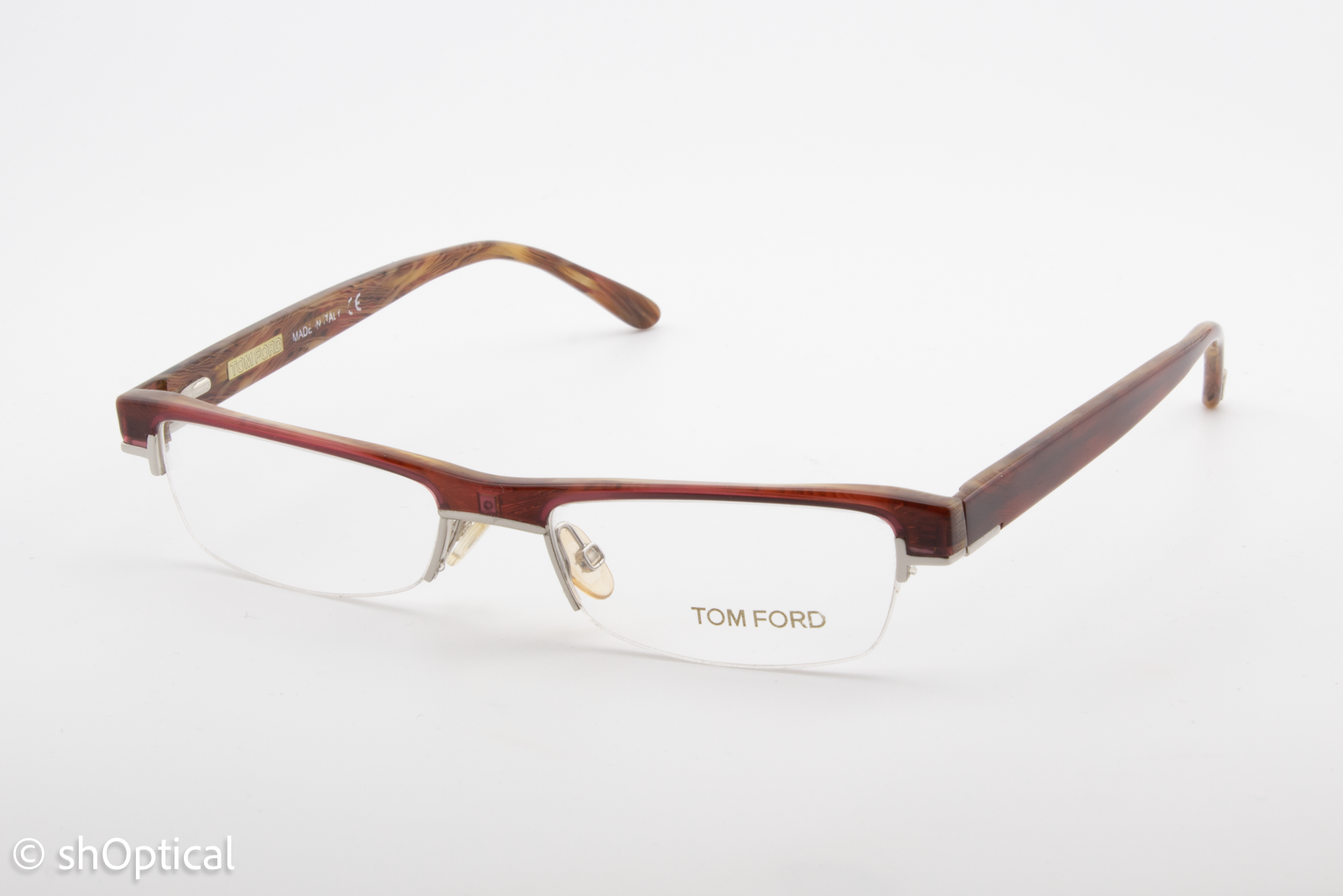 Tom Ford TF5016  Female Rectangular Glasses Frame Transparent Dark Pink 50mm
