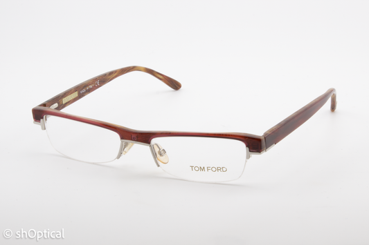 Tom Ford TF5016  Female Rectangular Glasses Frame Transparent Dark Pink 50mm