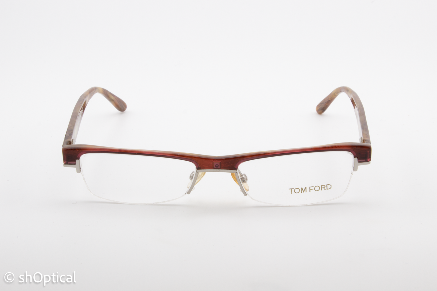 Tom Ford TF5016  Female Rectangular Glasses Frame Transparent Dark Pink 50mm