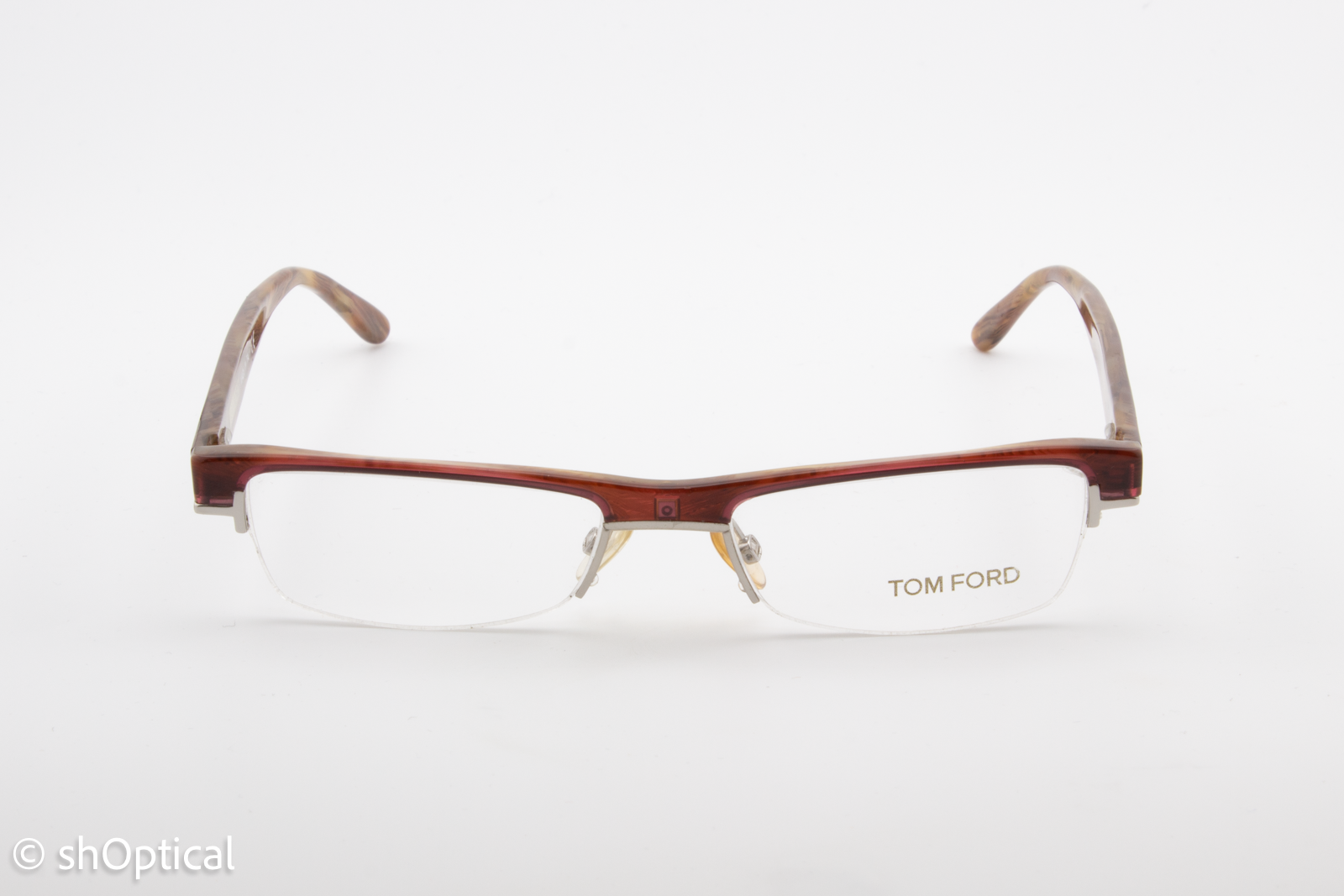 Tom Ford TF5016  Female Rectangular Glasses Frame Transparent Dark Pink 50mm