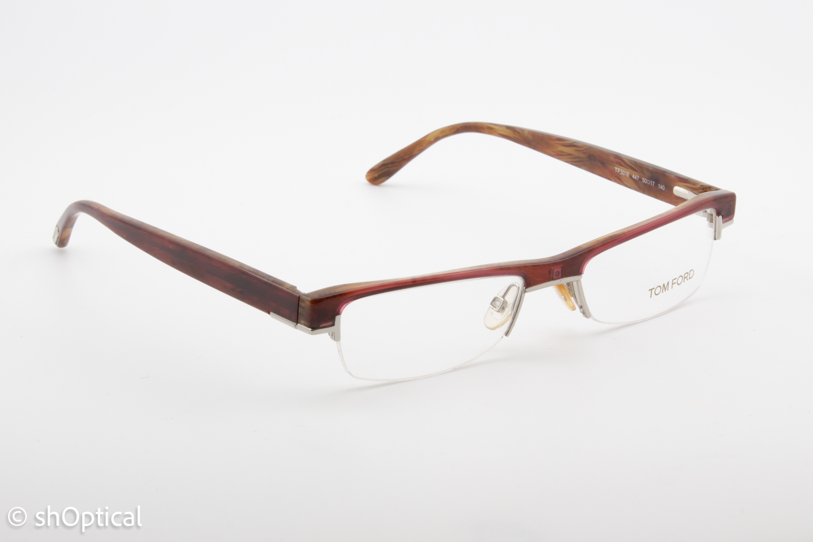 Tom Ford TF5016  Female Rectangular Glasses Frame Transparent Dark Pink 50mm