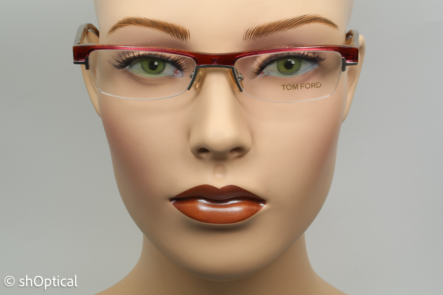 Tom Ford TF5016  Female Rectangular Glasses Frame Transparent Dark Pink 50mm