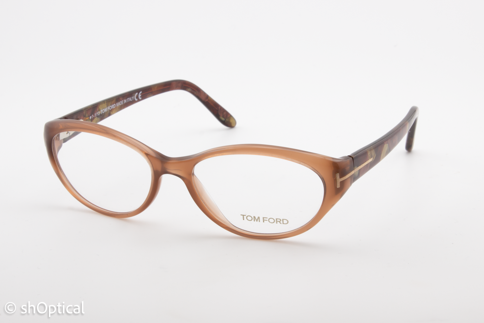 Tom Ford TF5244  Female Oval Glasses Frame Light Brown 54mm
