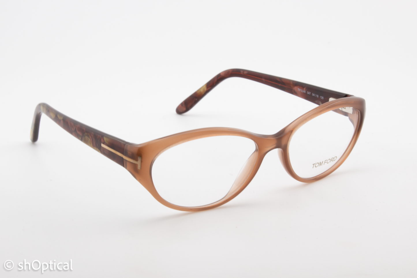 Tom Ford TF5244  Female Oval Glasses Frame Light Brown 54mm
