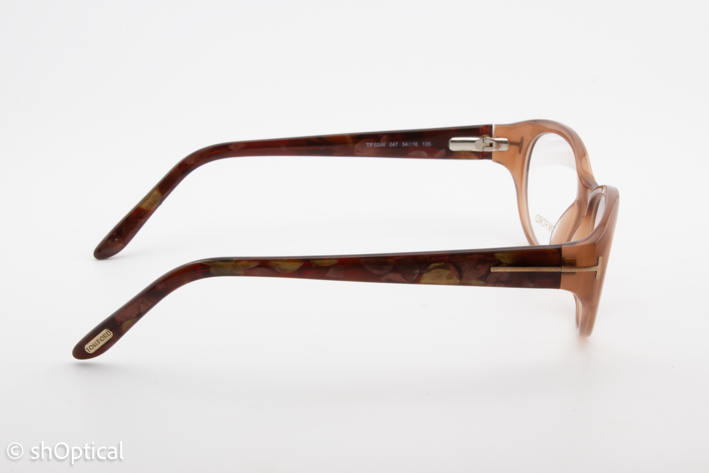 Tom Ford TF5244  Female Oval Glasses Frame Light Brown 54mm