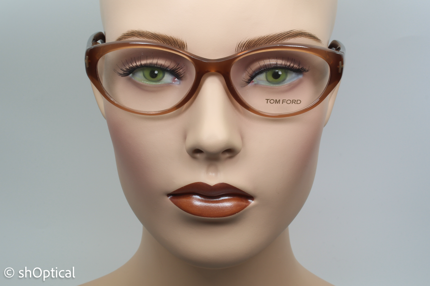 Tom Ford TF5244  Female Oval Glasses Frame Light Brown 54mm