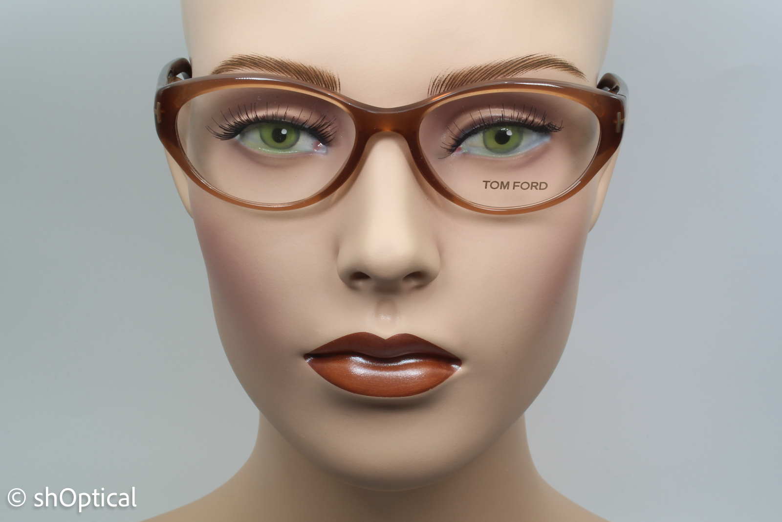 Tom Ford TF5244  Female Oval Glasses Frame Light Brown 54mm