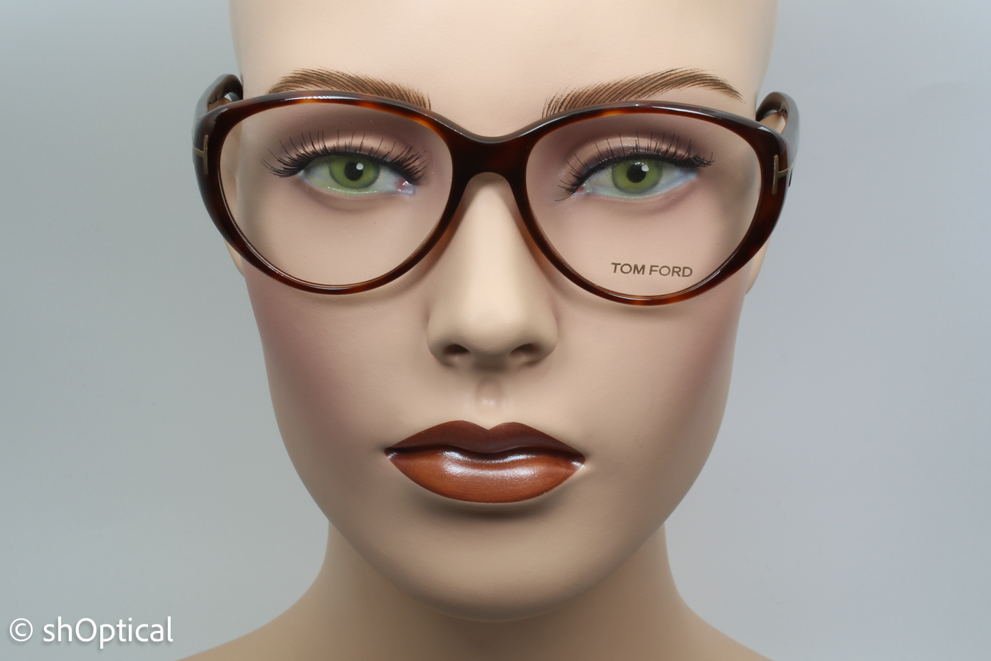 Tom Ford TF5245  Female Oval Glasses Frame Brown Tortoiseshell 55mm