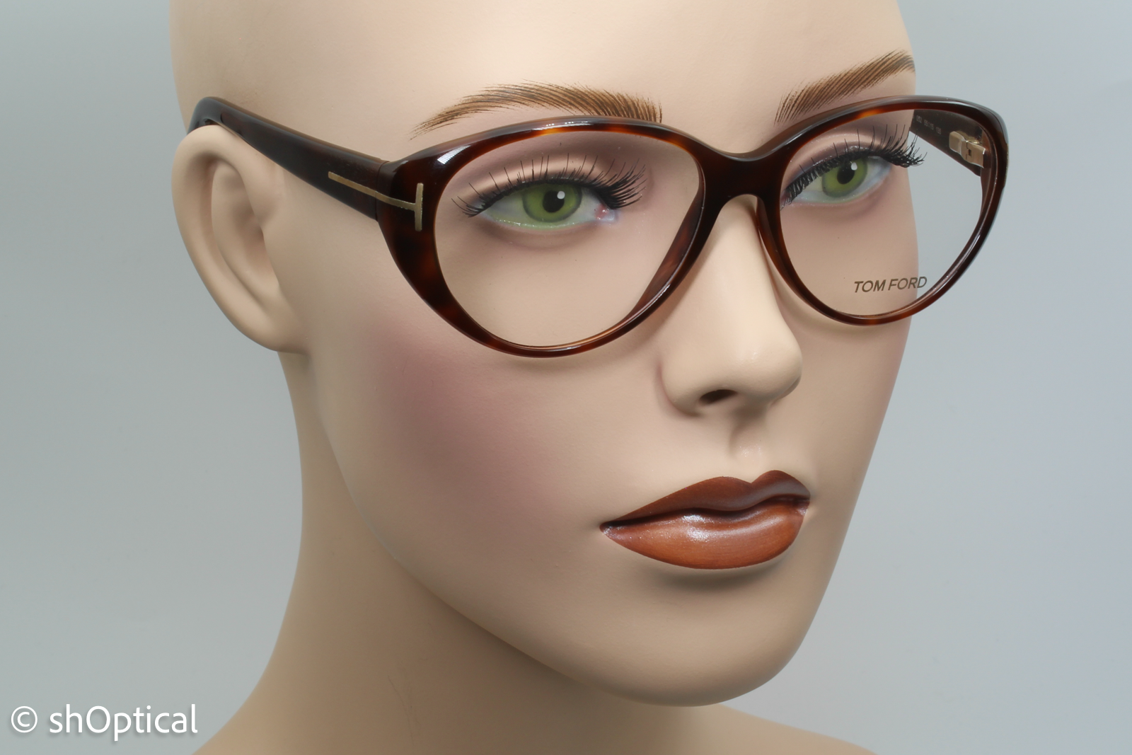 Tom Ford TF5245  Female Oval Glasses Frame Brown Tortoiseshell 55mm