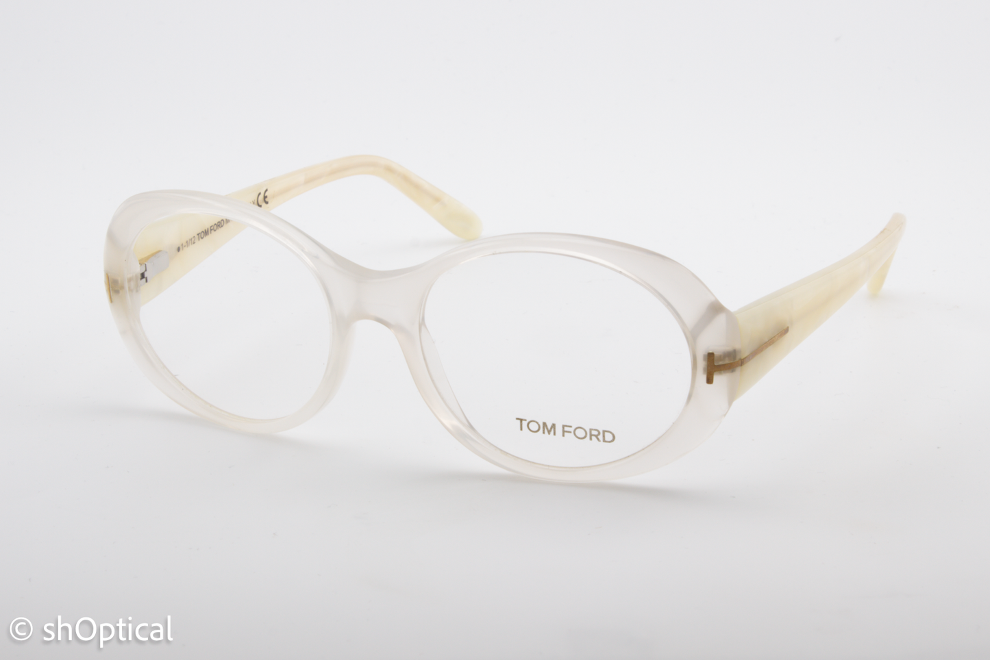 Tom Ford TF5246  Female Oval Glasses Frame Transparent White Choc Marble 53mm