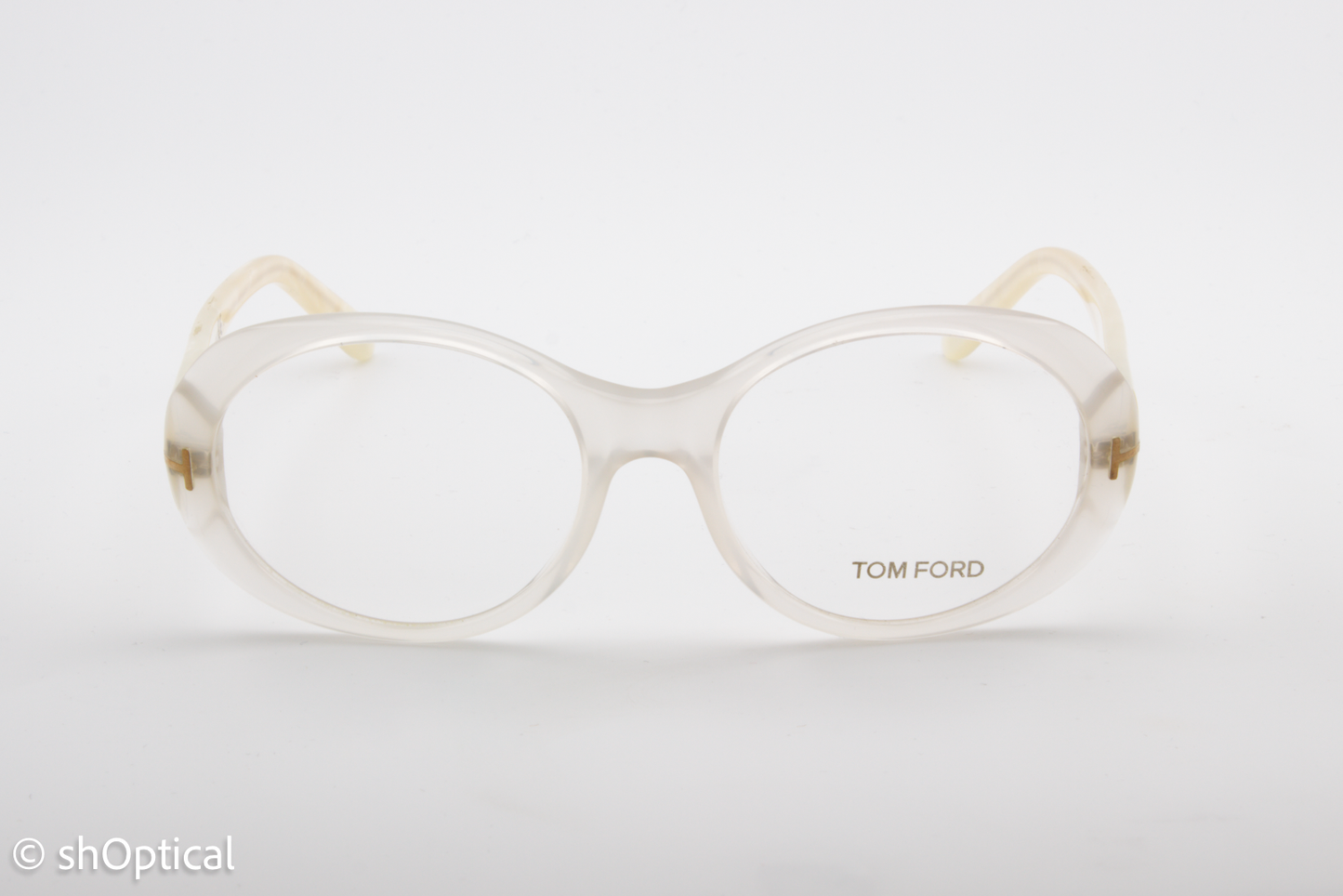 Tom Ford TF5246  Female Oval Glasses Frame Transparent White Choc Marble 53mm