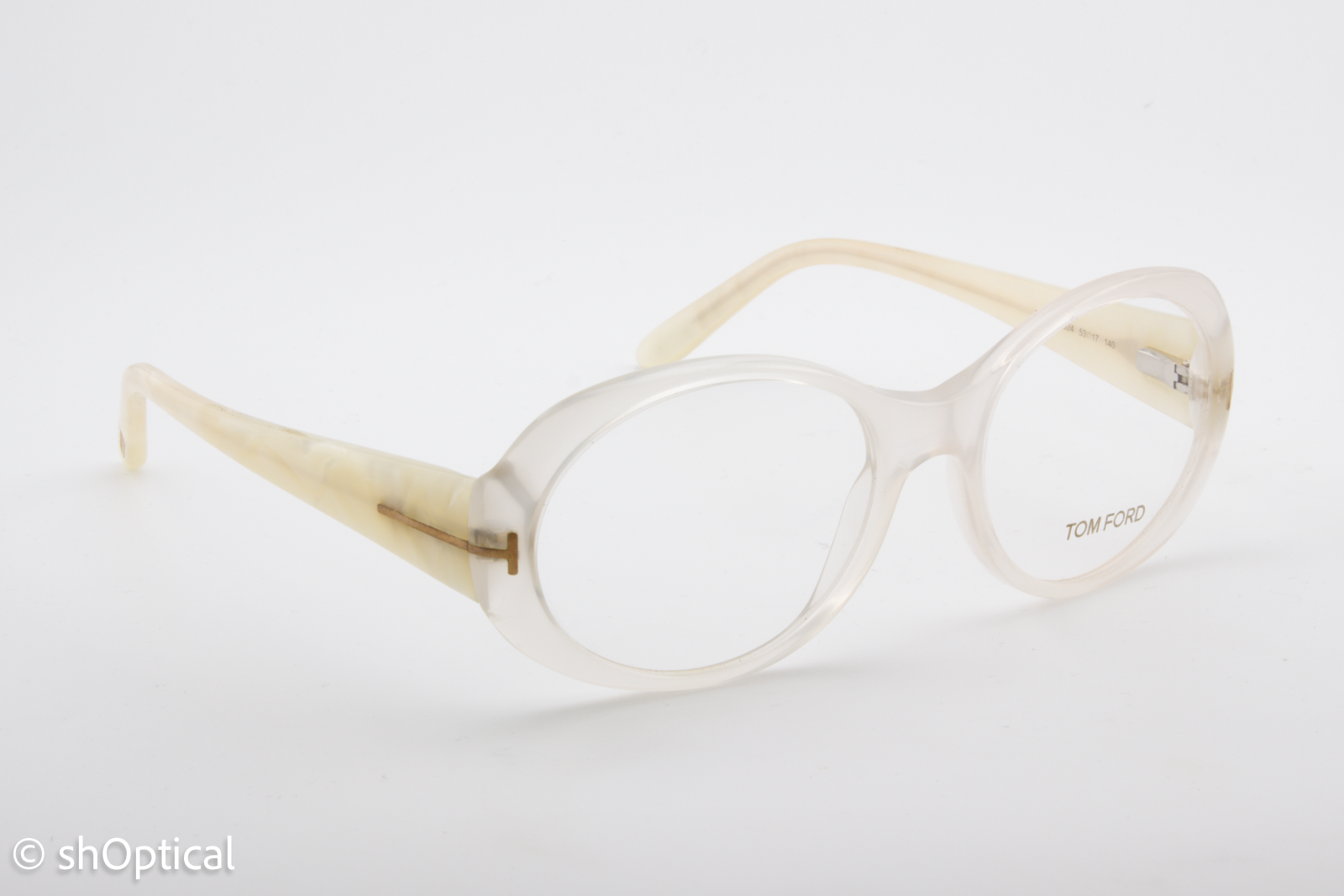 Tom Ford TF5246  Female Oval Glasses Frame Transparent White Choc Marble 53mm