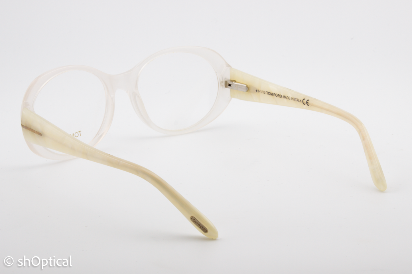 Tom Ford TF5246  Female Oval Glasses Frame Transparent White Choc Marble 53mm