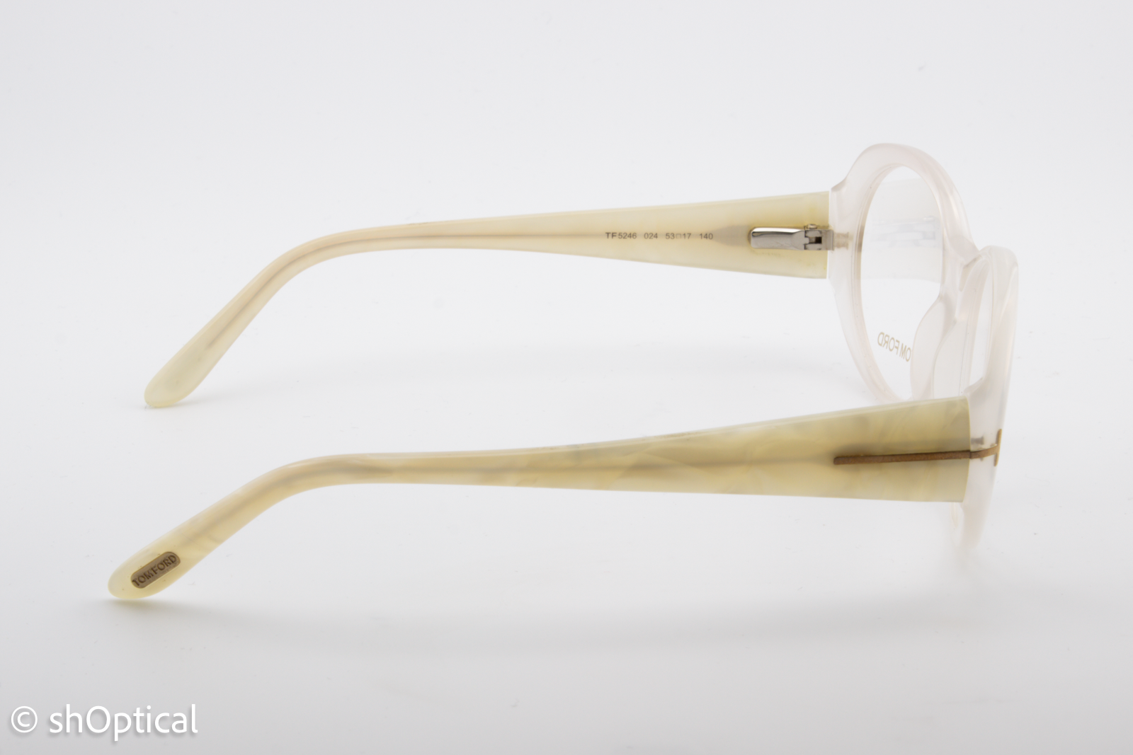 Tom Ford TF5246  Female Oval Glasses Frame Transparent White Choc Marble 53mm