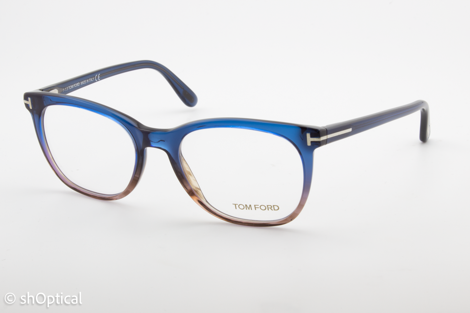 Tom Ford TF5310  Unisex Square Glasses Frame Blue/Brown Transparent 52mm