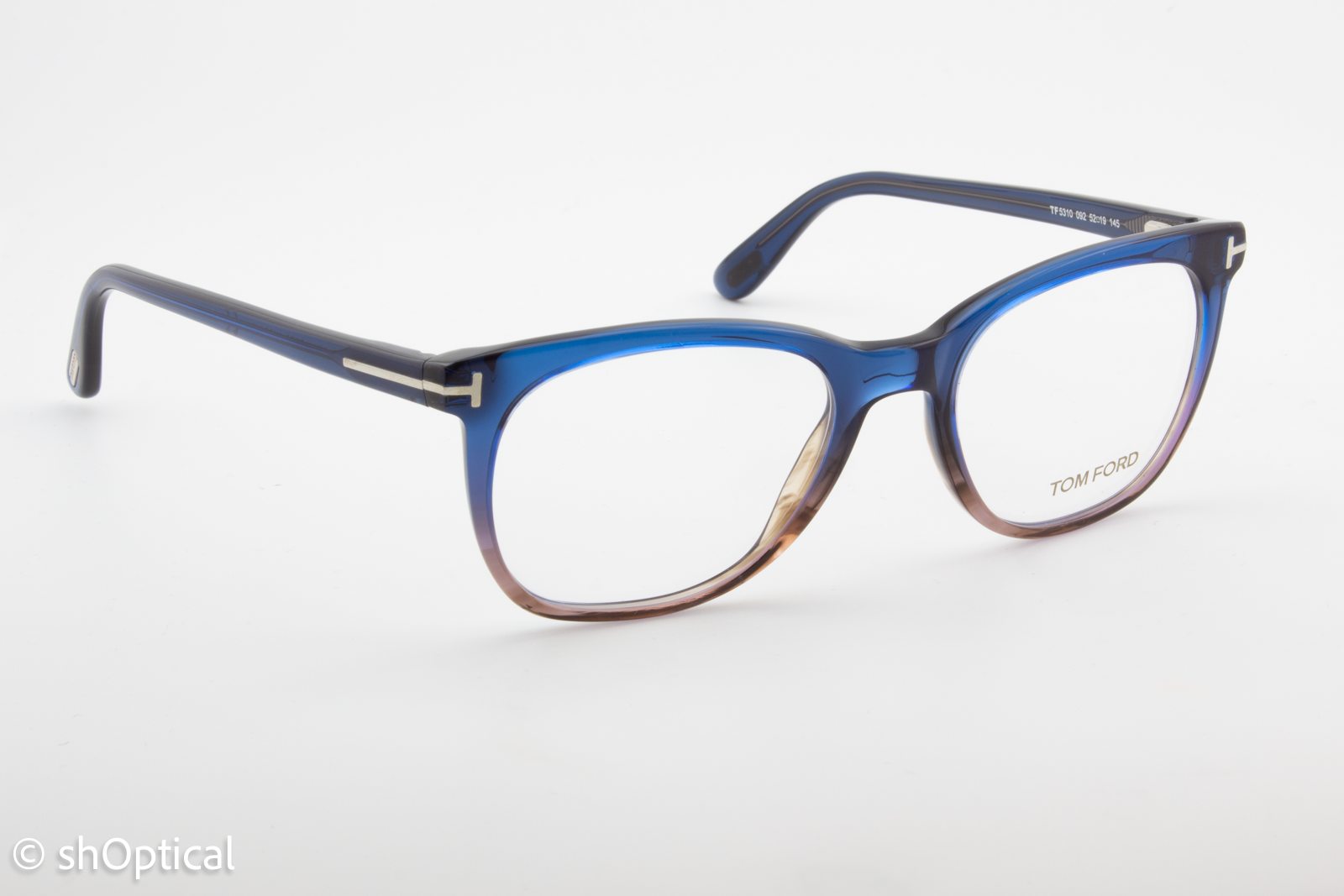 Tom Ford TF5310  Unisex Square Glasses Frame Blue/Brown Transparent 52mm
