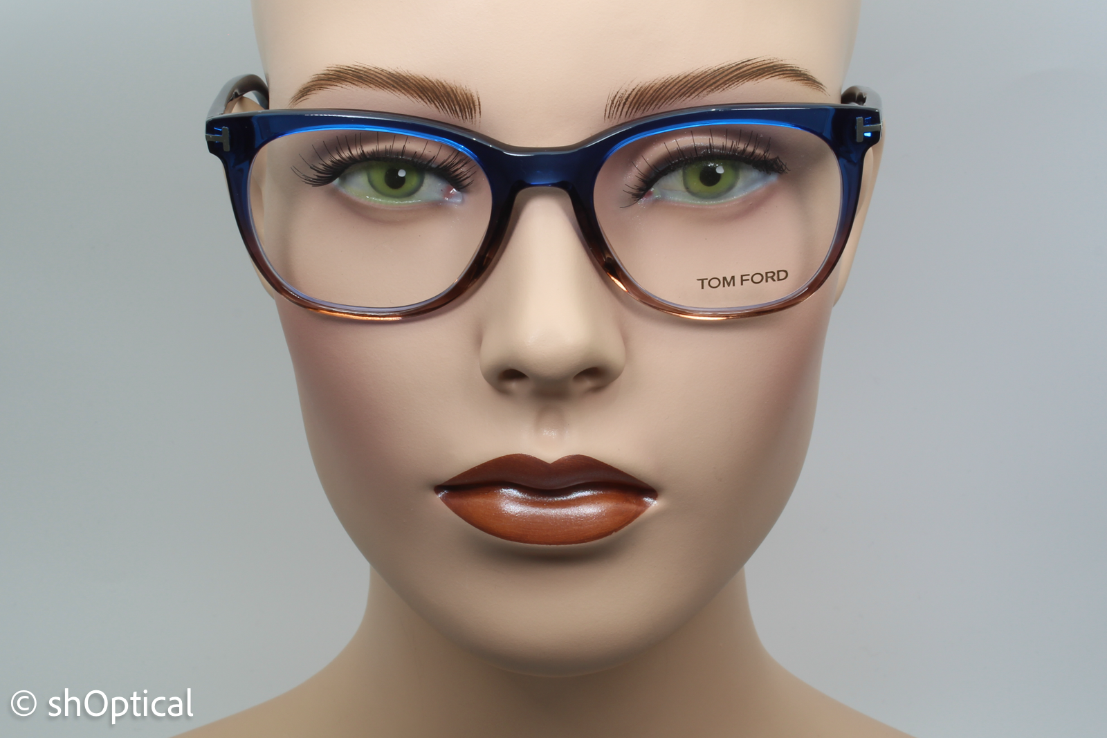 Tom Ford TF5310  Unisex Square Glasses Frame Blue/Brown Transparent 52mm