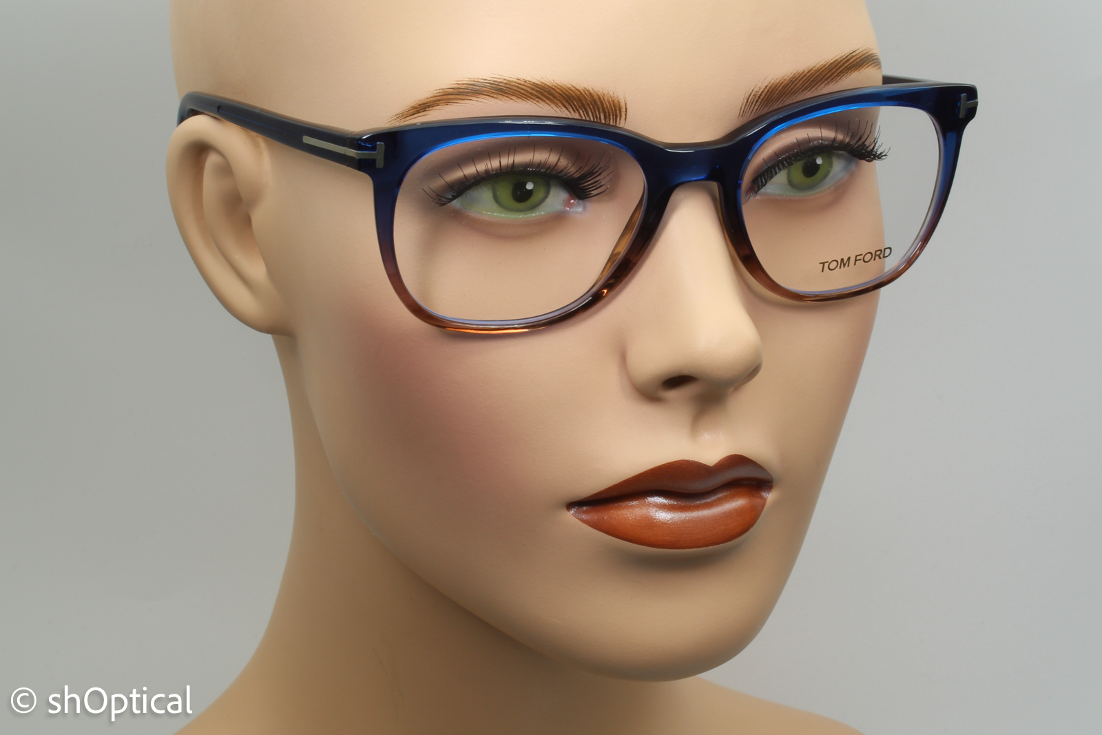 Tom Ford TF5310  Unisex Square Glasses Frame Blue/Brown Transparent 52mm