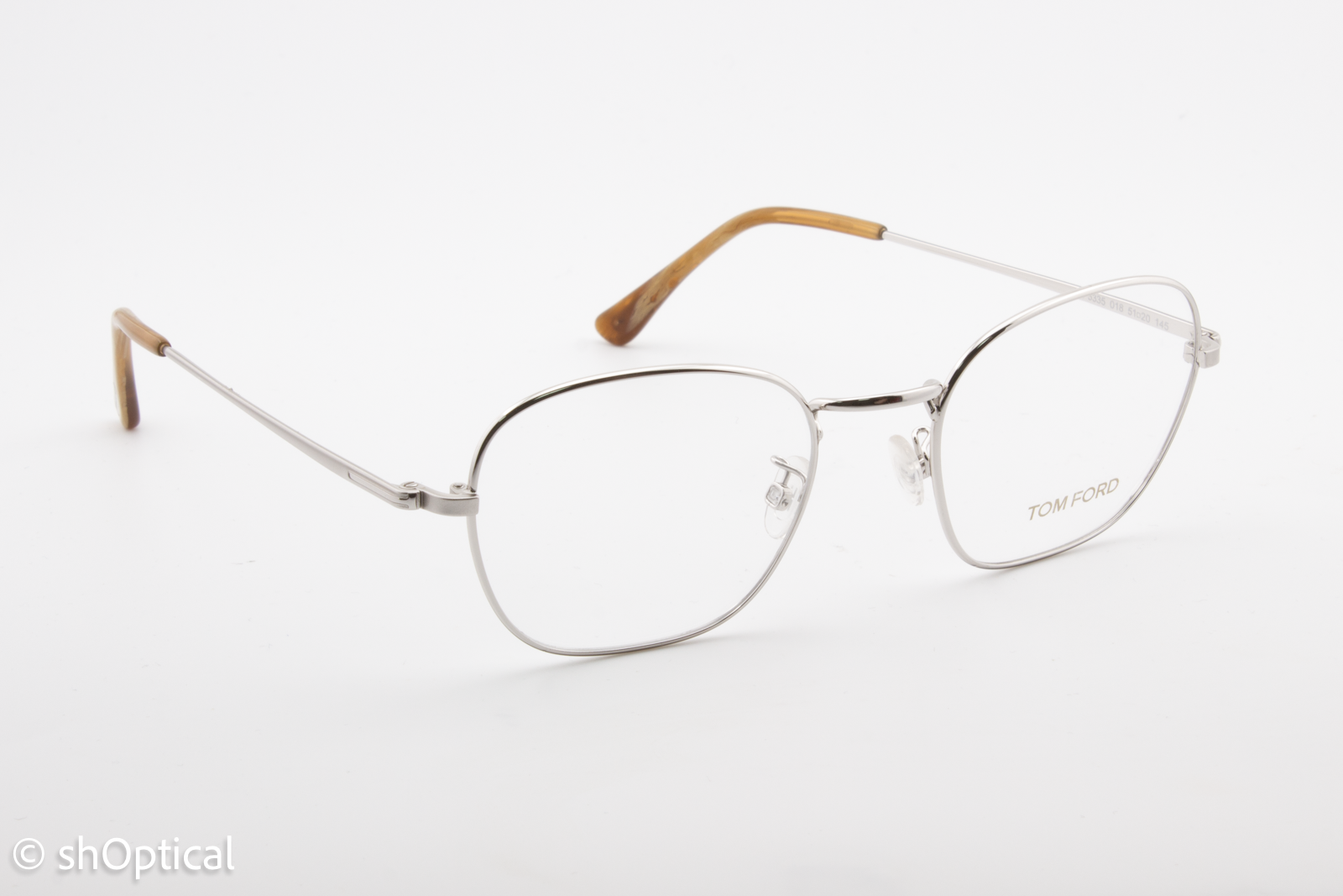 Tom Ford TF5335  Unisex Square Glasses Frame Silver 51mm