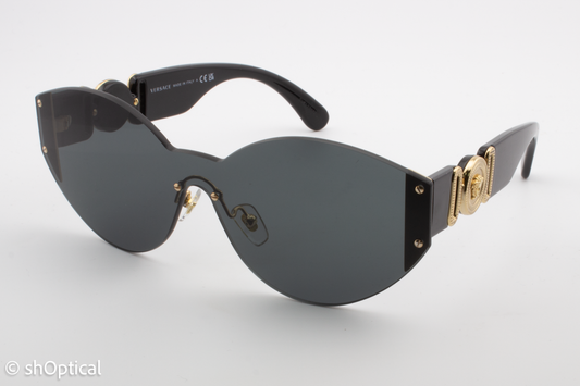 Versace MOD.2224 GB1/87 Womens Rimless Sunglasses Black & Gold 64mm