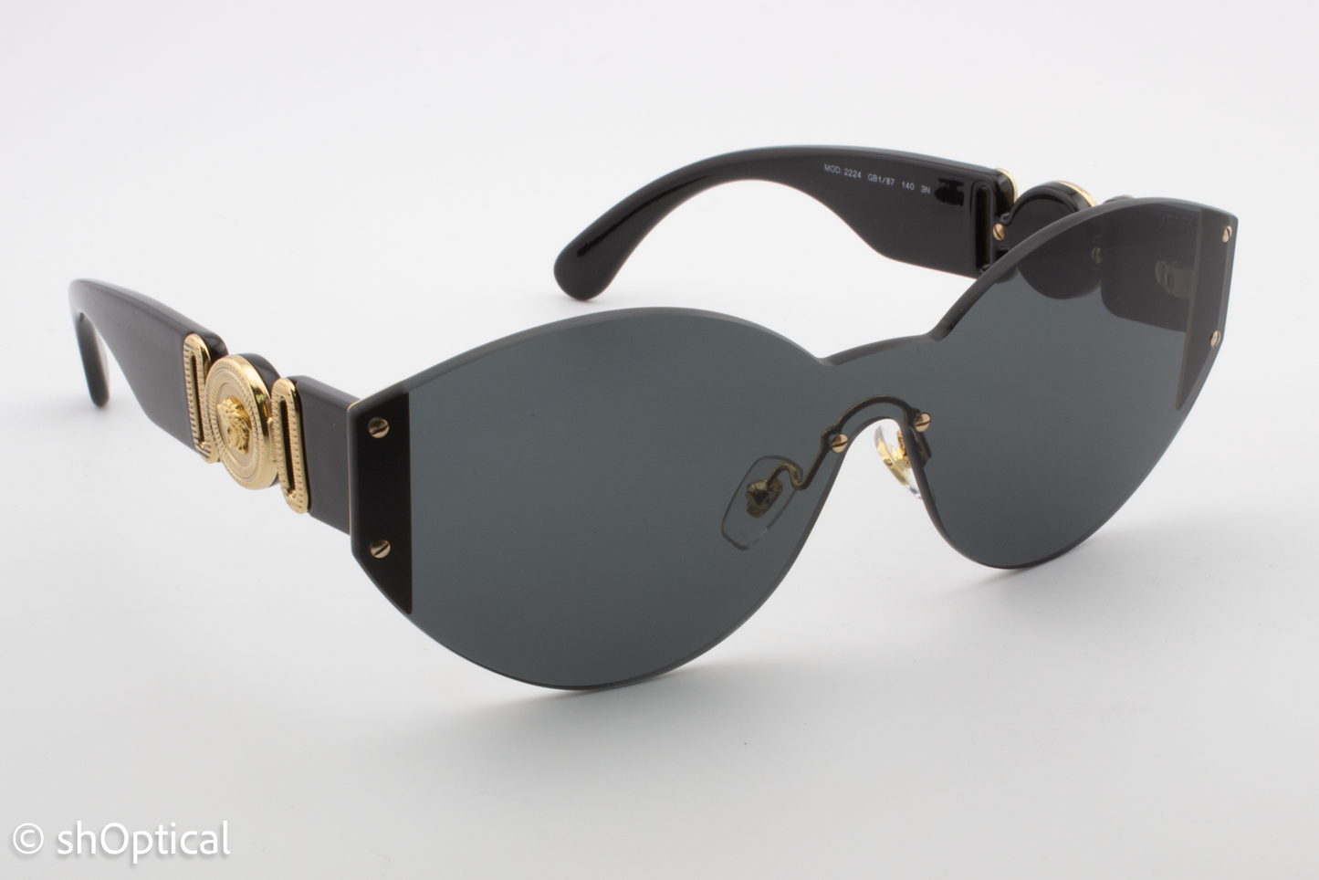 Versace MOD.2224 GB1/87 Womens Rimless Sunglasses Black & Gold 64mm